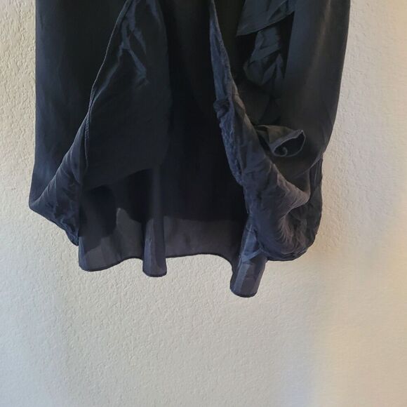 Womens 100% Silk Ruffle Lined Mini Dress Sz 4 Sleeveless VNeck Satin Lightweight - Picture 5 of 7